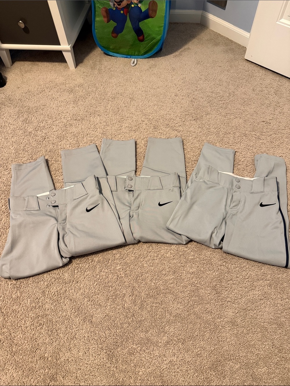Nike Light Gray Baseball Pants with Black Swoosh